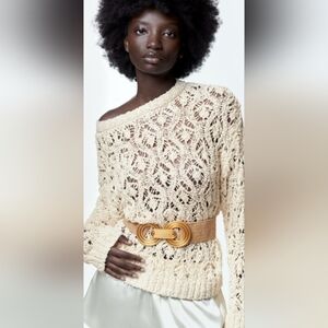 Zara Tan Belt with Gold Buckle